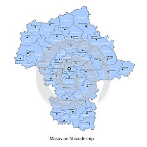 vector illustration: administrative map of Poland. Masovian Voivodeship map with gminas photo