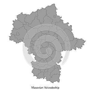 vector illustration: administrative map of Poland. Masovian Voivodeship map with gminas photo