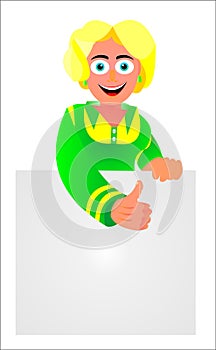 Vector illustration advertisement shows gesture cool