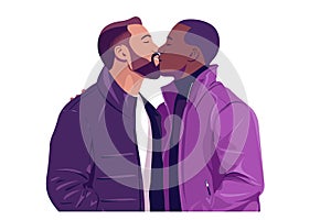 Vector illustration of an affectionate couple embracing tenderly.