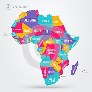 Vector Illustration Africa Regions Map With Single African Countries. photo