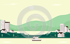 Vector illustration of an afternoon city view