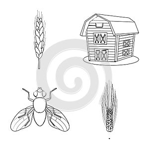 Vector illustration of agriculture and farming icon. Collection of agriculture and plant stock vector illustration.