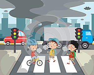 Vector Illustration Of Air Pollution