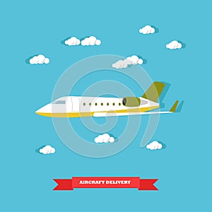 Vector illustration of aircraft delivery concept design element, flat style