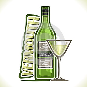 Vector illustration of alcohol drink dry Vermouth