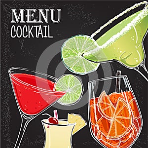 Vector illustration of alcoholic cocktails hand drawn style 4