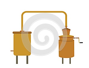 Vector illustration alembic apparatus for distill essential oils and alcoholic beverages. photo