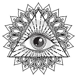 Vector Illustration of an All-Seeing Occult or Masonic Eye photo