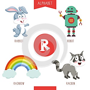 Vector Illustration Of Alphabet Letter R And Pictures