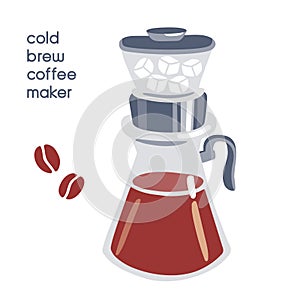 Vector illustration alternative way of brewing coffee - cold brew coffee maker.