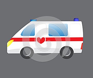 Vector illustration ambulance car. Ambulance auto paramedic emergency. Ambulance vehicle medical evacuation. Cartoon