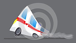 Vector illustration ambulance car. Ambulance auto paramedic emergency. Ambulance vehicle medical evacuation. Cartoon