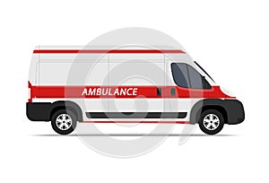 Vector illustration ambulance car on white background.
