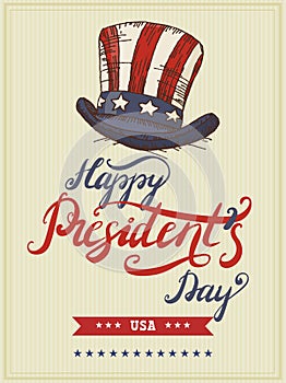 Vector illustration with American hat to President`s Day in the United States of America