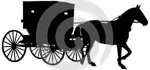 Amish Horse and Buggy silhouette black photo