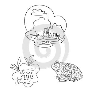 Vector illustration of amphibian and animal sign. Collection of amphibian and nature stock vector illustration.
