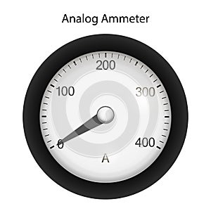 Vector illustration of analog ammeter or ampere meter - measuring instrument used to measure the current