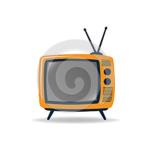 Vector illustration. Analogue retro TV with antenna, channel and signal selector.