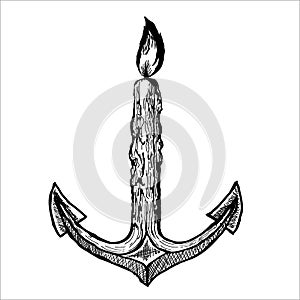 Vector illustration of anchor blends with wax