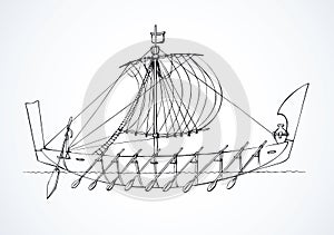 Vector illustration. Ancient Phoenician ship