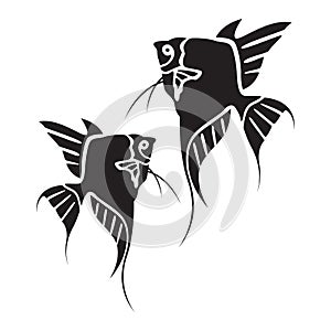 vector illustration of angelfish silhouette design. aquarium decorative fish icon. Eps2