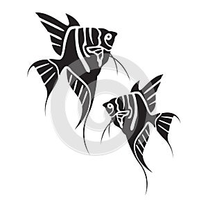 vector illustration of angelfish silhouette design. aquarium decorative fish icon.