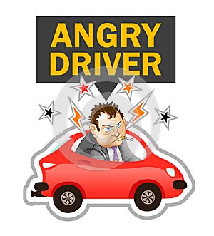 Vector Illustration: Angry Driver Label