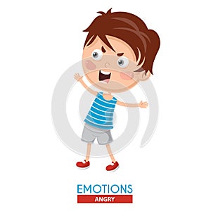 Vector Illustration Of Angry Kid Emotion