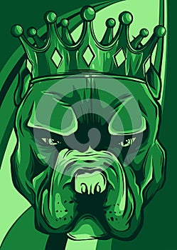 Vector illustration Angry pitbull head with crown
