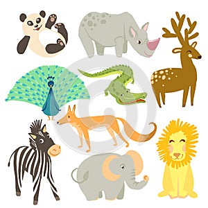 Vector illustration of animal. Zoo cute animals.