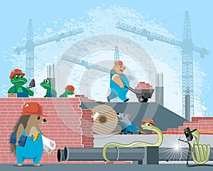 Animals on a construction site