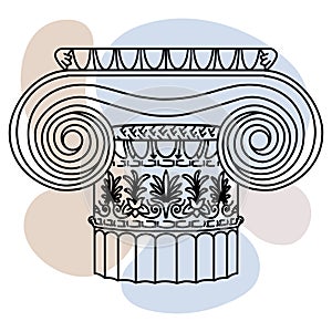 Vector illustration of antique ionic capital