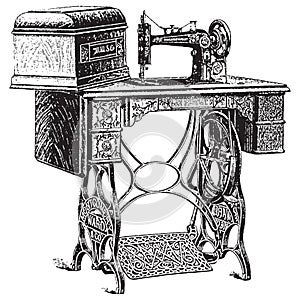 Vector illustration of antique sewing machine