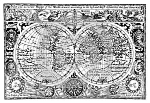 Vector Illustration Antique world map photo