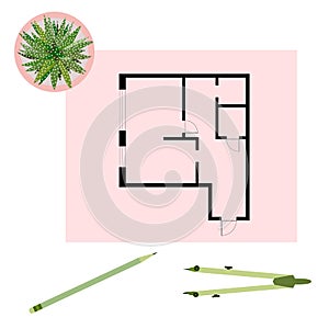 Vector illustration with apartment plan