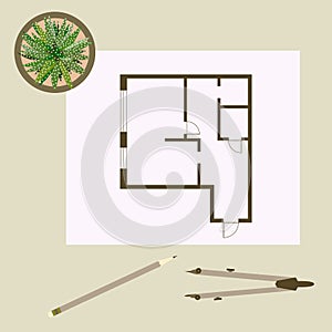 Vector illustration with apartment plan