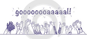 Vector illustration of applause, greeting & congratulation with hand drawn human hands clapping raised up celebrating isolated on