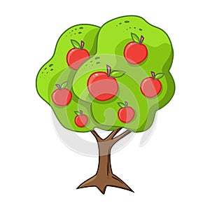 Vector illustration of an apple tree isolated