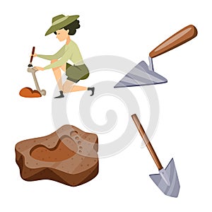 Vector illustration of archaeology and historical icon. Collection of archaeology and excavation stock symbol for web.