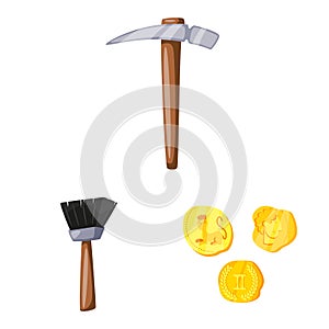 Vector illustration of archaeology and historical symbol. Set of archaeology and excavation stock vector illustration.
