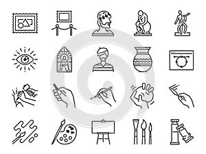 Art icon set. Included the icons as artist, color, paint, sculpture, statue, image, old master, artistic and more. photo