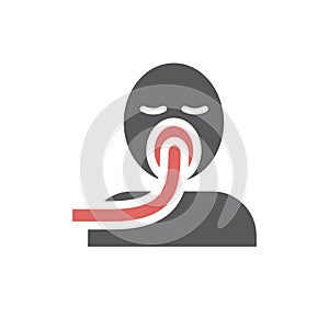 Vector illustration of artificial ventilation by airway medical. Flat icon