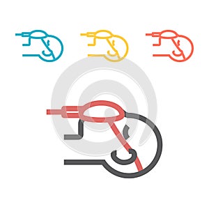 Vector illustration of artificial ventilation by airway medical. Line icon