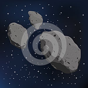 Vector illustration of an asteroid and meteorite