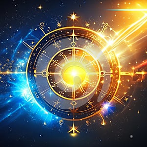 Vector illustration of astrology horoscope background. Zodiac sign. AI generated