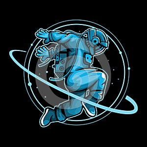 Vector illustration of astronaut floating in space