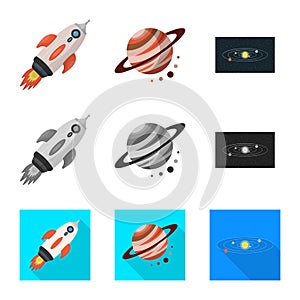 Vector illustration of astronomy and technology logo. Collection of astronomy and sky stock vector illustration.
