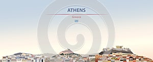 Vector illustration of Athens city skyline on colorful gradient beautiful daytime background