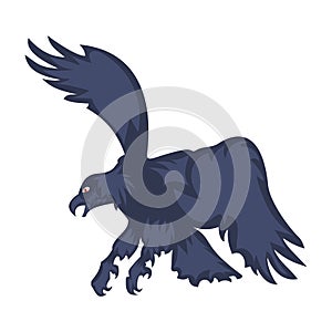 Vector illustration attacking eagle with spread wings